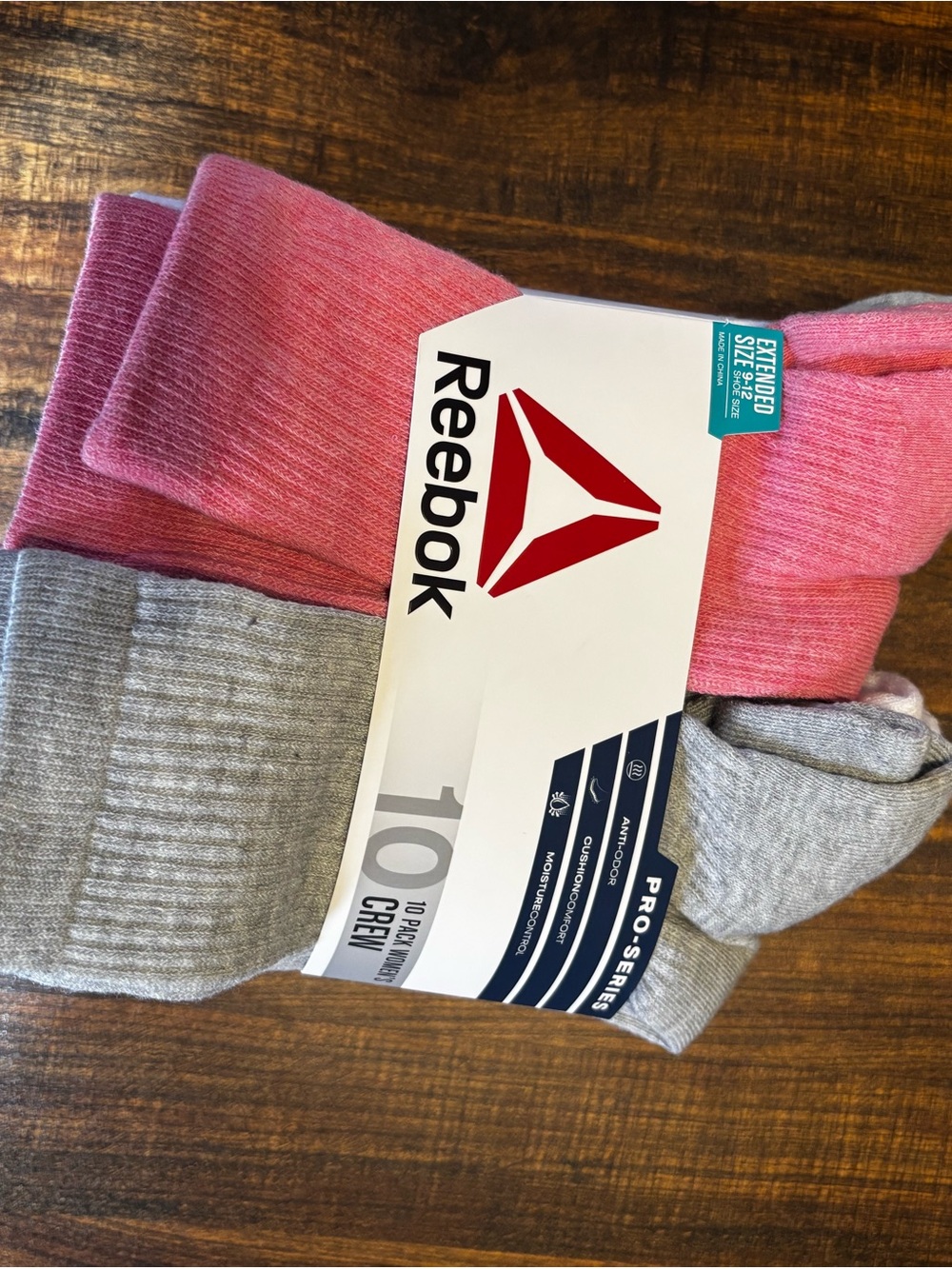 Reebok women’s Crew Athletic Socks - Pink & Light Gray